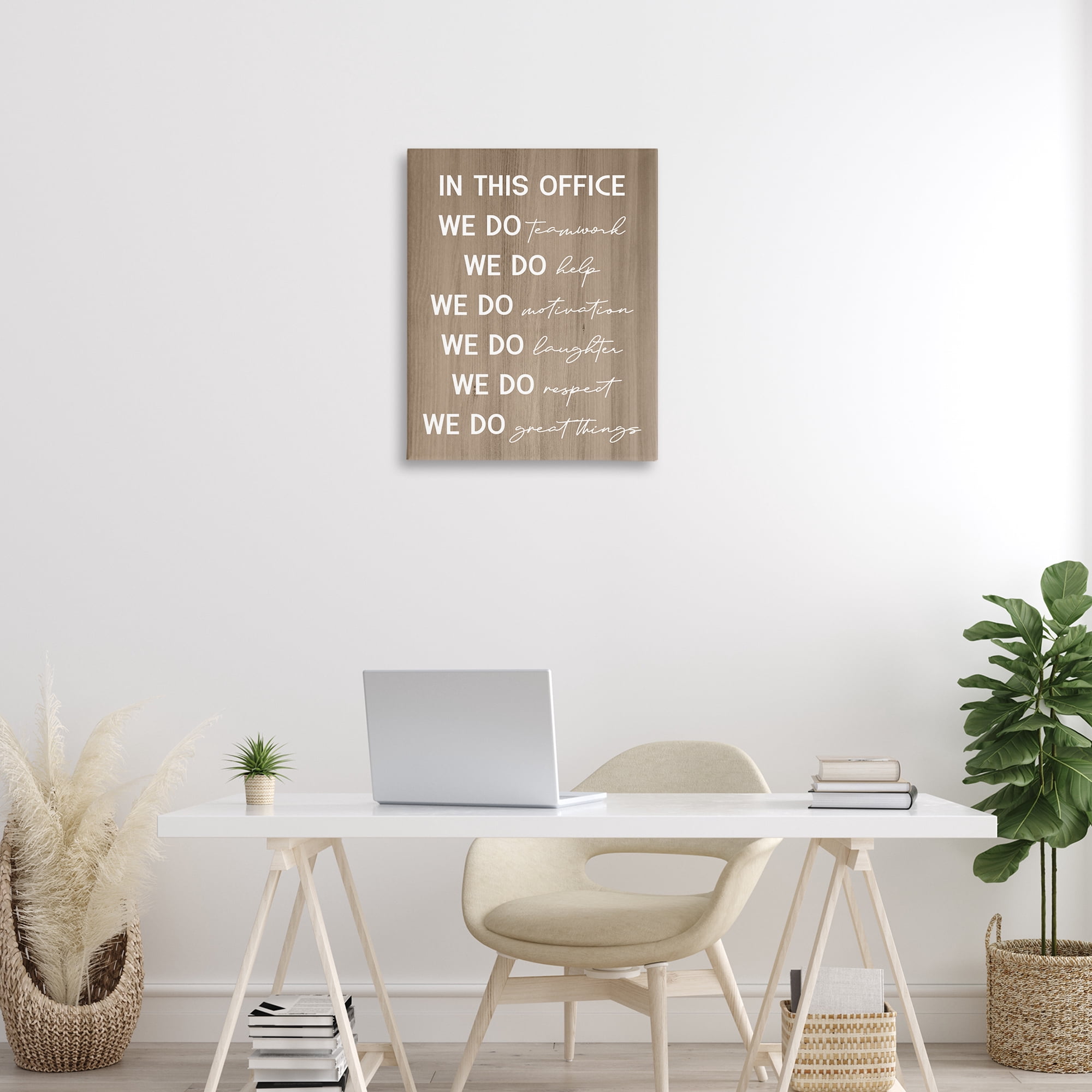 Stupell Industries In This Office Motivational Text & Numbers Painting Wrapped Canvas Art Print Wall Art, 24 x 30