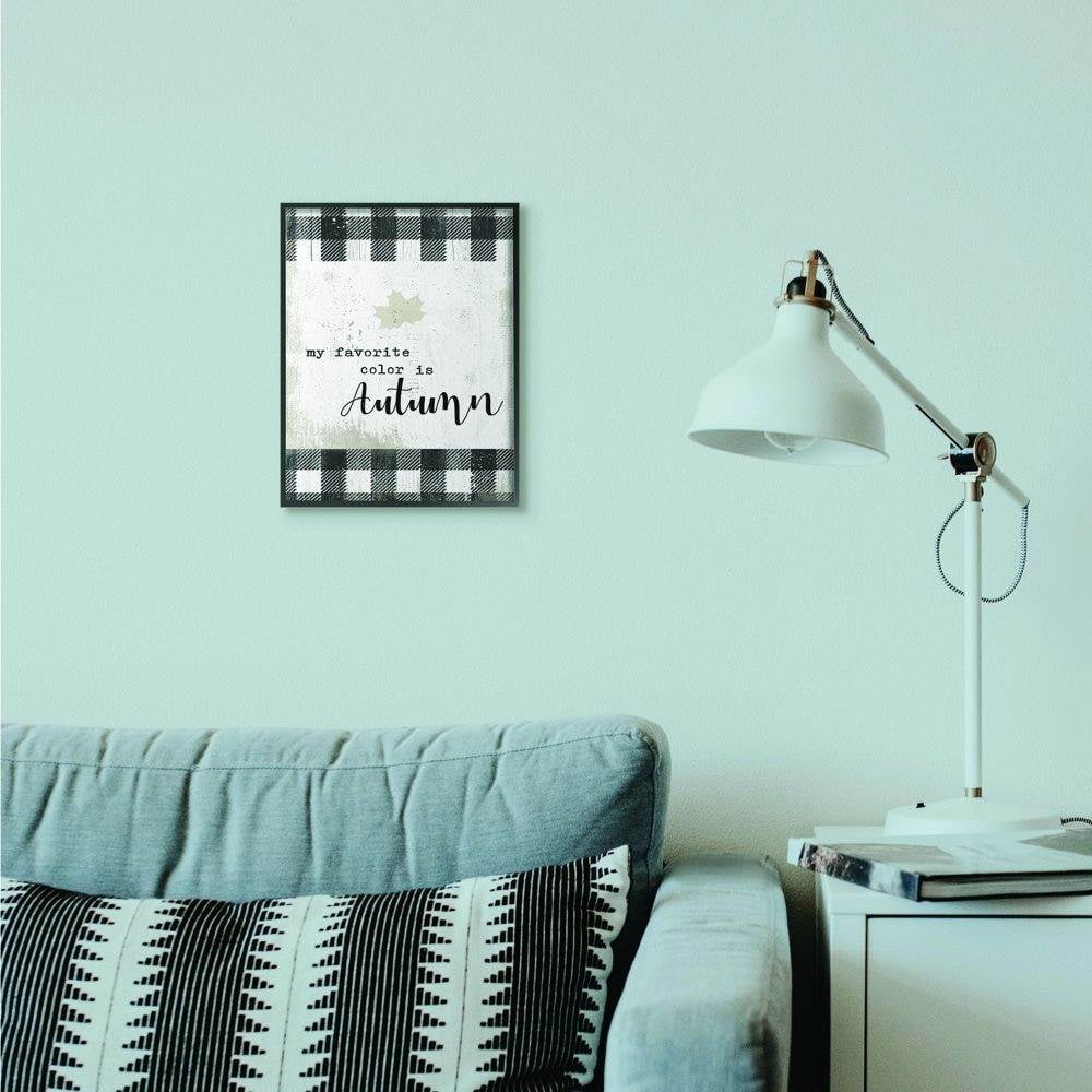Stupell Industries Favorite Season Is Autumn Plaid Fall Word DesignFramed Wall Art By Artist Daphne Polselli