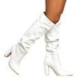 thumbnail image 6 of Mostsola Knee High Boots Women Slouchy Mid Calf Boot Pointed Toe Pull on Block Heel Pumps, 6 of 9