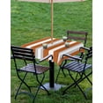 thumbnail image 4 of nqOlkjepod Burnt Orange Grey Stripe Outdoor Tablecloth with Umbrella Hole & Zipper, Minimalist Farmhouse Striped Square Table Cover 54x54 Inch, Dining Waterproof Table Cloth Protector for Patio, 4 of 7
