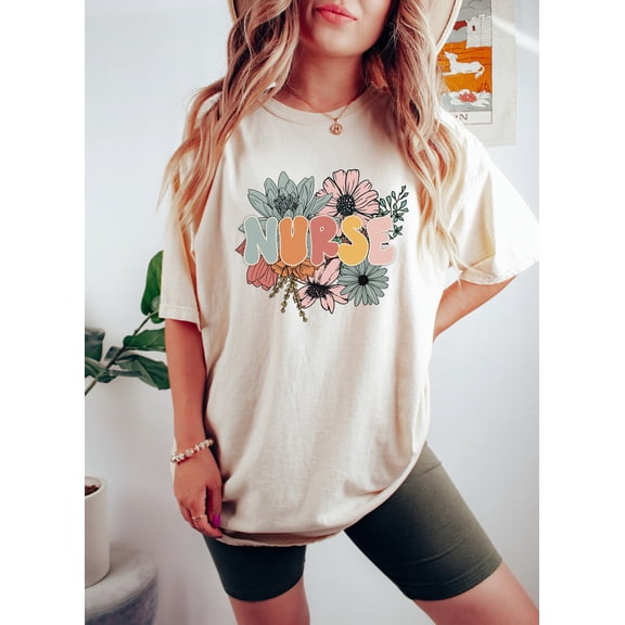 Simple Fit Retro Nurse Shirt, Wild Flowers Nurse T Shirt, Rn Nurse Shirt Registered Nurse Shirt, Nurse Student Tee, New Nurse Gift, Nurse Appreciation