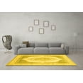 thumbnail image 3 of Ahgly Company Machine Washable Indoor Square Abstract Yellow Modern Area Rugs, 3' Square, 3 of 4