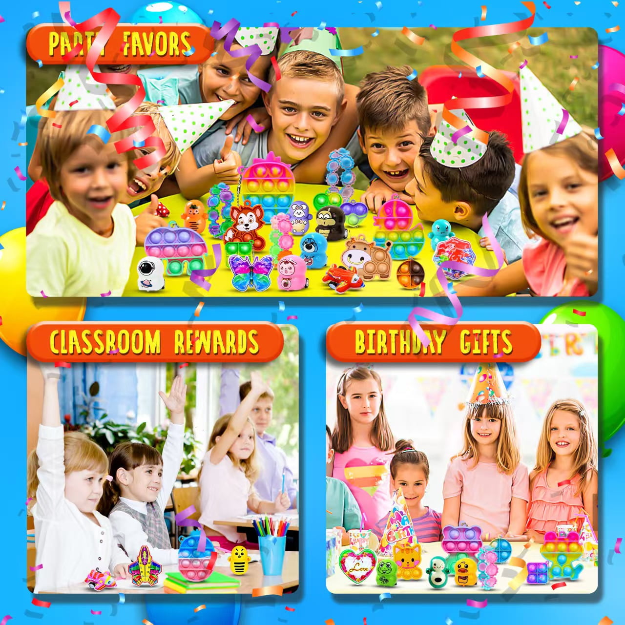Zhohuaboy Kids Party Favors Fidget Toys Goodie Bag Stuffers Classroom Prizes 124 Pieces for Ages 3-12