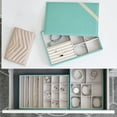 thumbnail image 3 of Household Essentials 3-Tier Jewelry Tray, Sturdy Chipboard With Polyester Linen Wrap, Polyester Felt Lining, Many Compartments for Easy Jewelry Access, Stackable, Stylish and Functional, Seafoam Green, 3 of 6