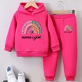 thumbnail image 2 of NOLDARES Boys Girls 2 Piece Graphic PrintHoodie & Jogger Pants Sweatsuit Quick-Dry,Warm Yet Breathable for School & Sports(Y148-Hot Pink), 2 of 7