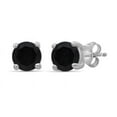 thumbnail image 2 of Paris Jewelry 18k White Gold Created Black Sapphire 3Ct Round Stud Earrings Plated, 2 of 4