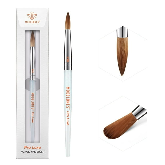 Modelones Pro Luxe Acrylic Nail Brush, 100% Pure Kolinsky Sable Hair Size 10 Oval Crimped Shaped Sturdy Ergonomic Handle for Acrylic Powder Sculpting Nail Art Brushes Professional Salon DIY Use
