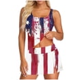 thumbnail image 3 of Danhjin 4th of July Tankini Swimsuits for Women Independence Day's 3 Piece Sets Tankini Top with Skirt and Brief Printed Tummy Control Bathing Suit, 3 of 6