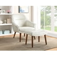 thumbnail image 2 of Waneta Chair and Ottoman in Cream Faux Leather with Medium Espresso Legs, 2 of 8