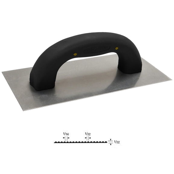 1/16" x 1/32" x 1/32" Allway SNTU1 SN-Series Soft Grip U-Notch Trowel