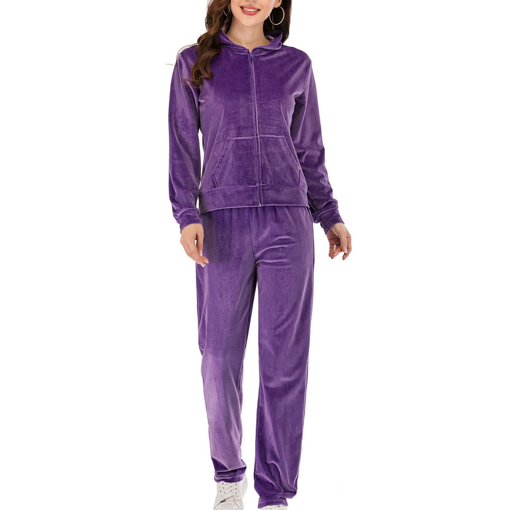 SAYFUT - Plus Size Velour Sweatsuits for Women Two Piece Tracksuit Long ...