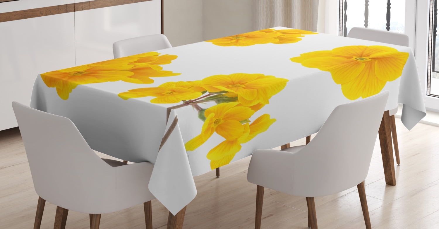 Yellow Flower Tablecloth, Gardening Themed Collection with Little