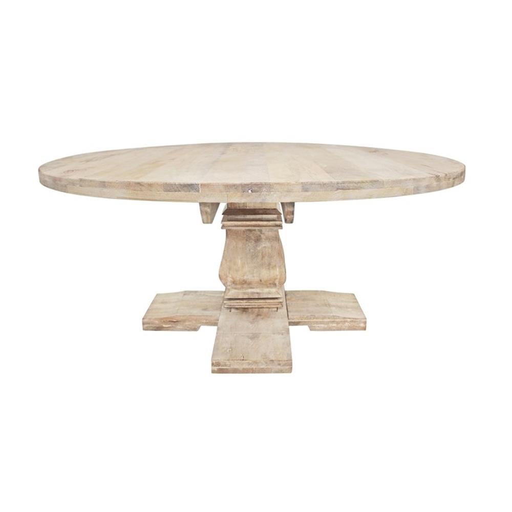 MOTI Furniture Benedict 70" Round Pedestal Dining Table, White