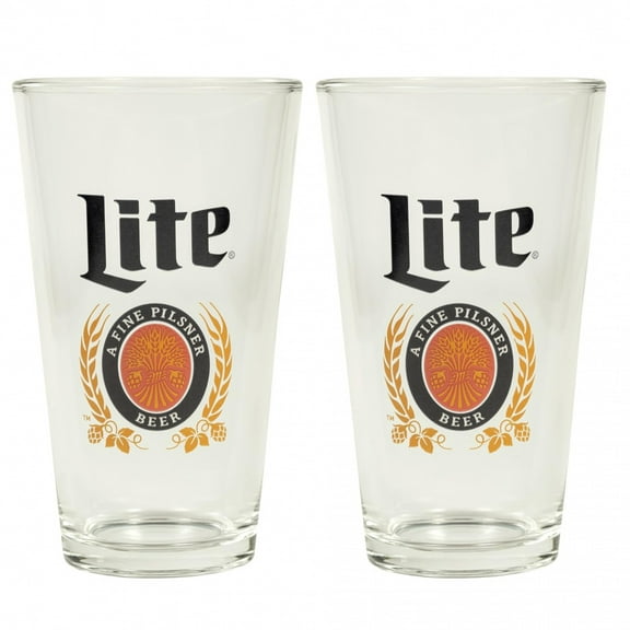 Miller Lite Classic Logo 2-Pack Pint Glass Set