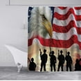 thumbnail image 3 of American Flag Shower Curtain, Bald Eagle Hawk Bird Soldiers Stars and Stripes Fourth of July Independence Day Patriotic Bathroom Decor, Waterproof Fabric Shower Curtain, 72 X 72 Inch, 3 of 5