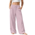 thumbnail image 2 of Hurxie Girls Wide Straight Leg Loose Sweatpants Elastic Waist Casual Jogger Pants with Pockets Pink,7 Years, 2 of 7