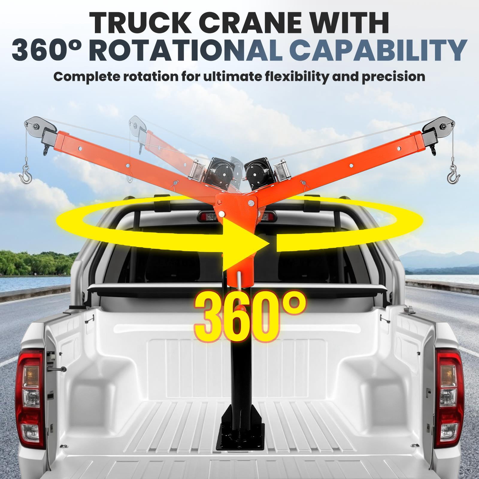 1100Lbs Load Truck Mounted Crane, Pickup Truck Crane, Heavy-Duty Lift Crane with Extendable Arm for Warehouse Lifting, Pickup Truck Loading