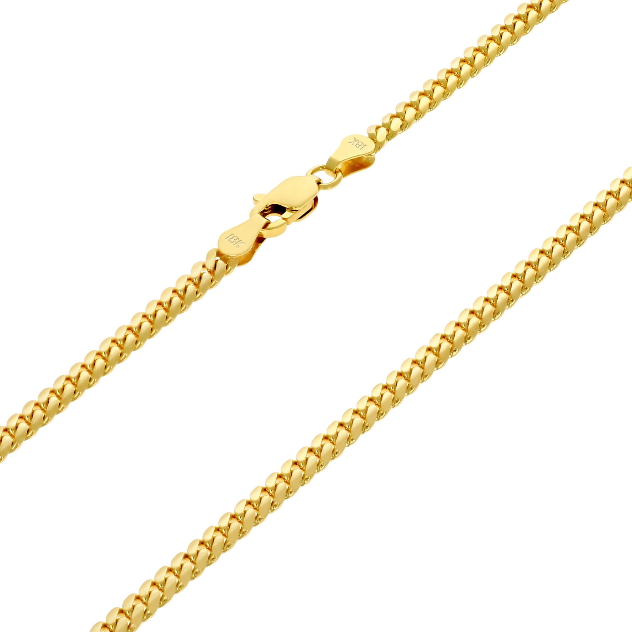 Nuragold 18k Real Yellow Gold Solid Miami Cuban Link 2.7mm Chain Necklace (16"-30") Italian Jewelry for Men & Women