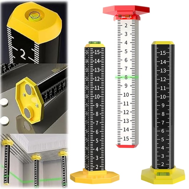 Vacemry 3Pcs Light Steel Leveling Tool, Ceiling Leveling Ruler and High Leveling Gauge for Wall Tile Floor Tile Installation, Precision Leveling Instrument for DIY Home Renovation Construction and