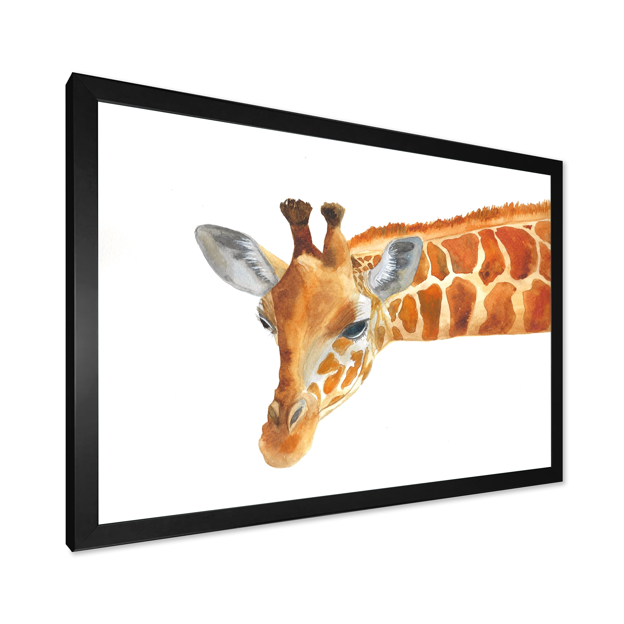 Designart 'Close Up Portrait of A Giraffe IX' Farmhouse Framed Art Print