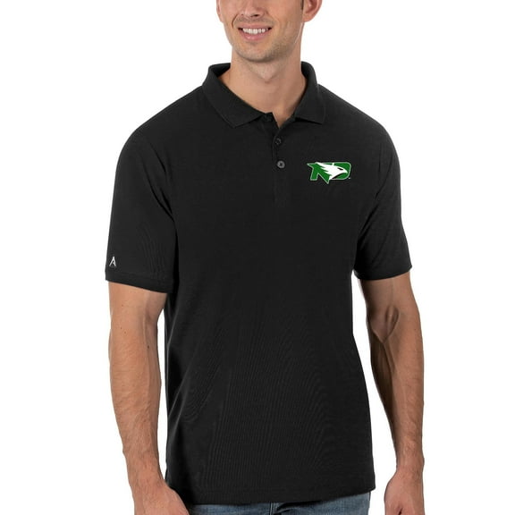 Men's Antigua Black North Dakota Legacy Pique Polo