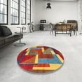 thumbnail image 3 of Ahgly Company Indoor Round Abstract Red Abstract Area Rugs, 7' Round, 3 of 6
