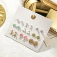 thumbnail image 2 of Pendientes de tuerca de aleación Hipoalergénico Moda para niñas Conjunto de joyas 9 pares Tipo 3 Yuyangstore aretes, 2 of 7