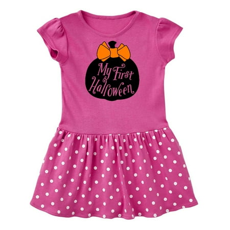 

Inktastic My 1st Halloween with Pumpkin and Orange Bow Gift Baby Girl Dress