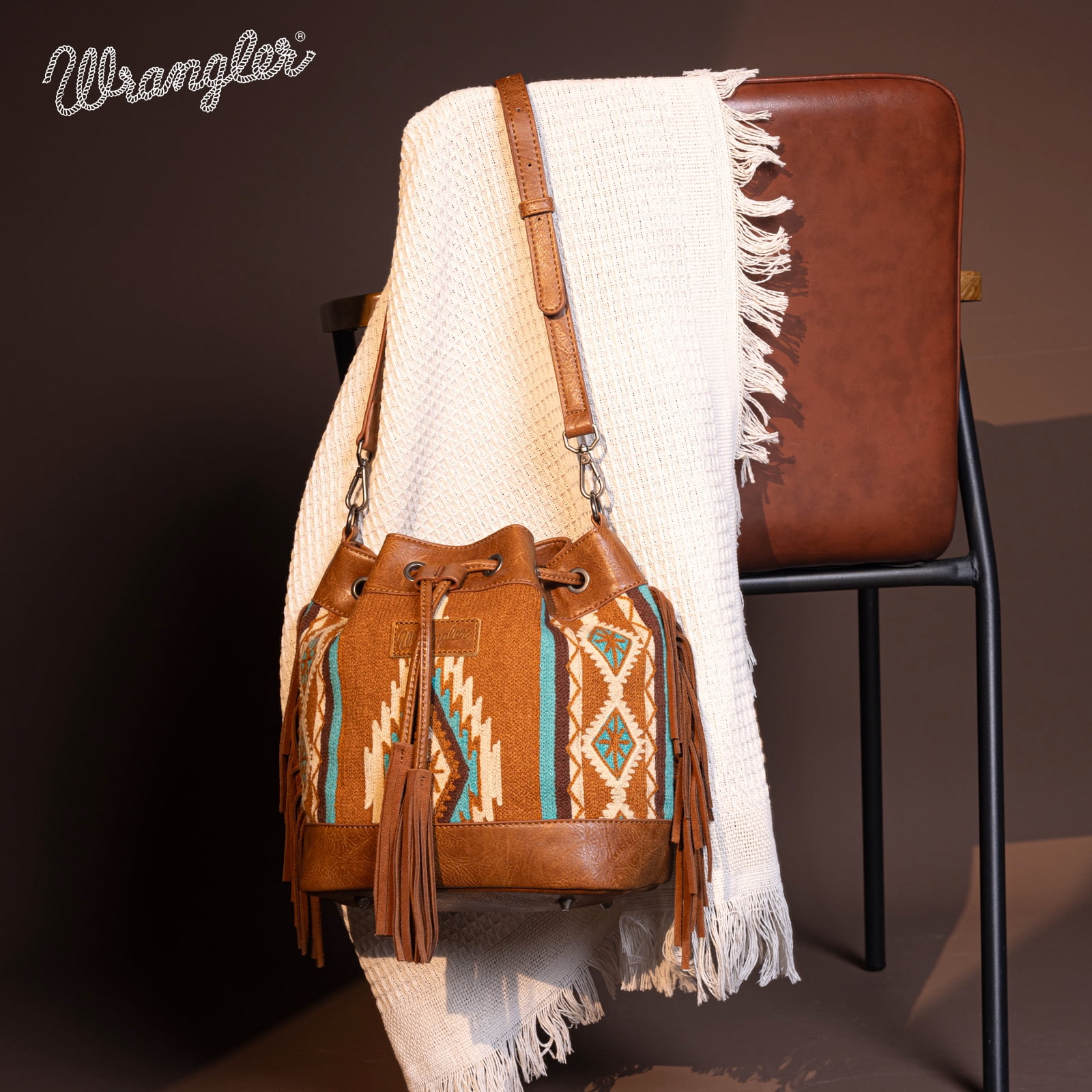 Wrangler Hobo Bags for Women Designer Bucket Purses Western Shoulder Handbags, Brown