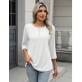 thumbnail image 7 of Zeagoo Three Quarter Sleeve Tops for Women Fall Clothes Dressy Casual Blouses Crewneck, 7 of 7