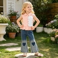 thumbnail image 2 of XINXIAOO Toddler Girls Clothes Sleeveless Shirt Flare Jeans Pant Outfits for Girl Bell Bottom Kids Girls Clothing Set Summer Fall Fashion Outfits 7-8 Years, 2 of 9