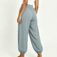 thumbnail image 5 of Admvng Women's Pants with Pockets Solid Wide Leg Elastic Waist Casual Jogger Pants Full Length Pants, 5 of 6