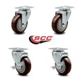thumbnail image 4 of Polyurethane Swivel Top Plate Caster Set of 4 with 4 Inch Maroon Wheels - Includes 2 Swivel with Top Locking Brakes and 2 Swivel - 1400 lbs. Total Capacity - Service Caster Brand, 4 of 4