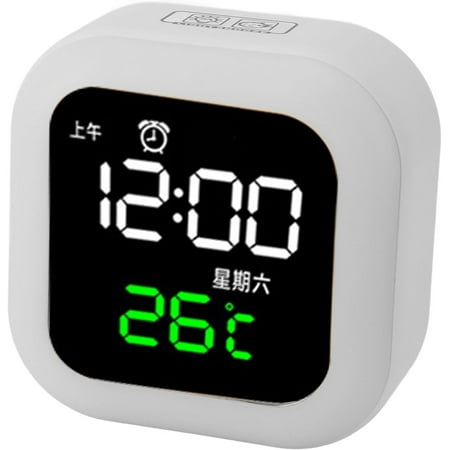 Digital LED Alarm Clocks Night Lights, Sunrise Alarm Clock with Stepless Dimming, Mirror Desk Lamps with Snooze, 7 Music Ringtones, for Bedroom, Tasks, Work, Study, Kitchen, White