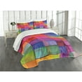 thumbnail image 4 of Ambesonne Abstract Quilted Bedspread Set 3 Pcs, Rainbow Colors Squares, King Size, Multicolor, 4 of 5