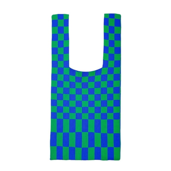 Yunhgft Casual Grid Pattern Woven Womens Braid Handbags Shoulder Bags Summer Beach Large Blue Green