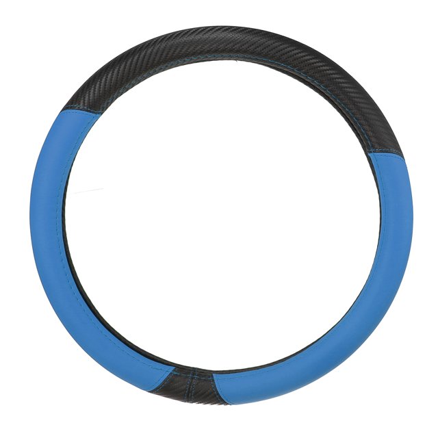 Carbono Fibra Patr?n 14,5"-15" Coche Volante Funda Negro Azul Unique Bargains Cubierta del volante del coche