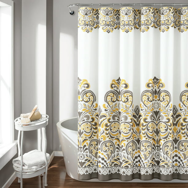 Lush Decor Brown Damask Geometric, Brown And Teal Shower Curtains