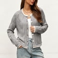 thumbnail image 4 of Xdegoge Cardigan Sweaters for Women Lightweight Button Down Crewneck Long Sleeve Pointelle Knit Sweaters Hollow Out Fall Winter Elegant Soft Crochet Knitwear, 4 of 9