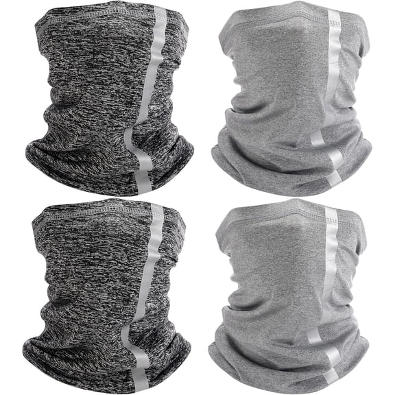 4 Pieces Reflective Neck Gaiter Neon Safety Bandana Wind Dust UV sun Protection Scarf Bandanas Mask for Men Women