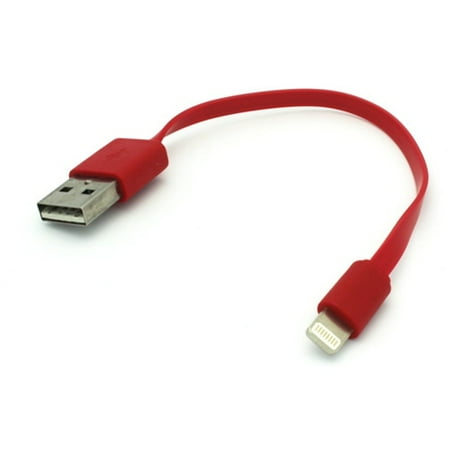 Rod Cable - Red Short Flat USB Cable Rapid Charge Power Wire Sync Data Transfer Cord