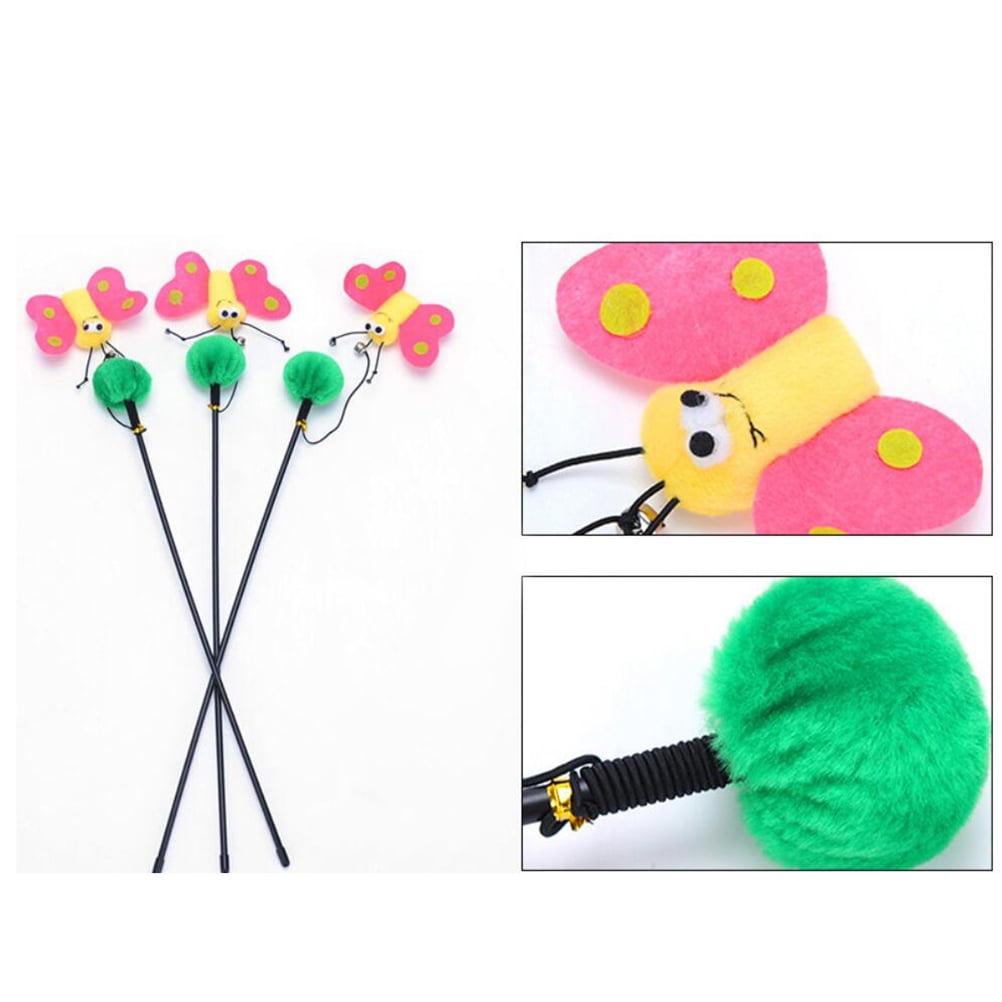 FUTUREORYY 3Pcs Cat Playing Rod with Plush Butterfly for Fun and Healthy Interaction