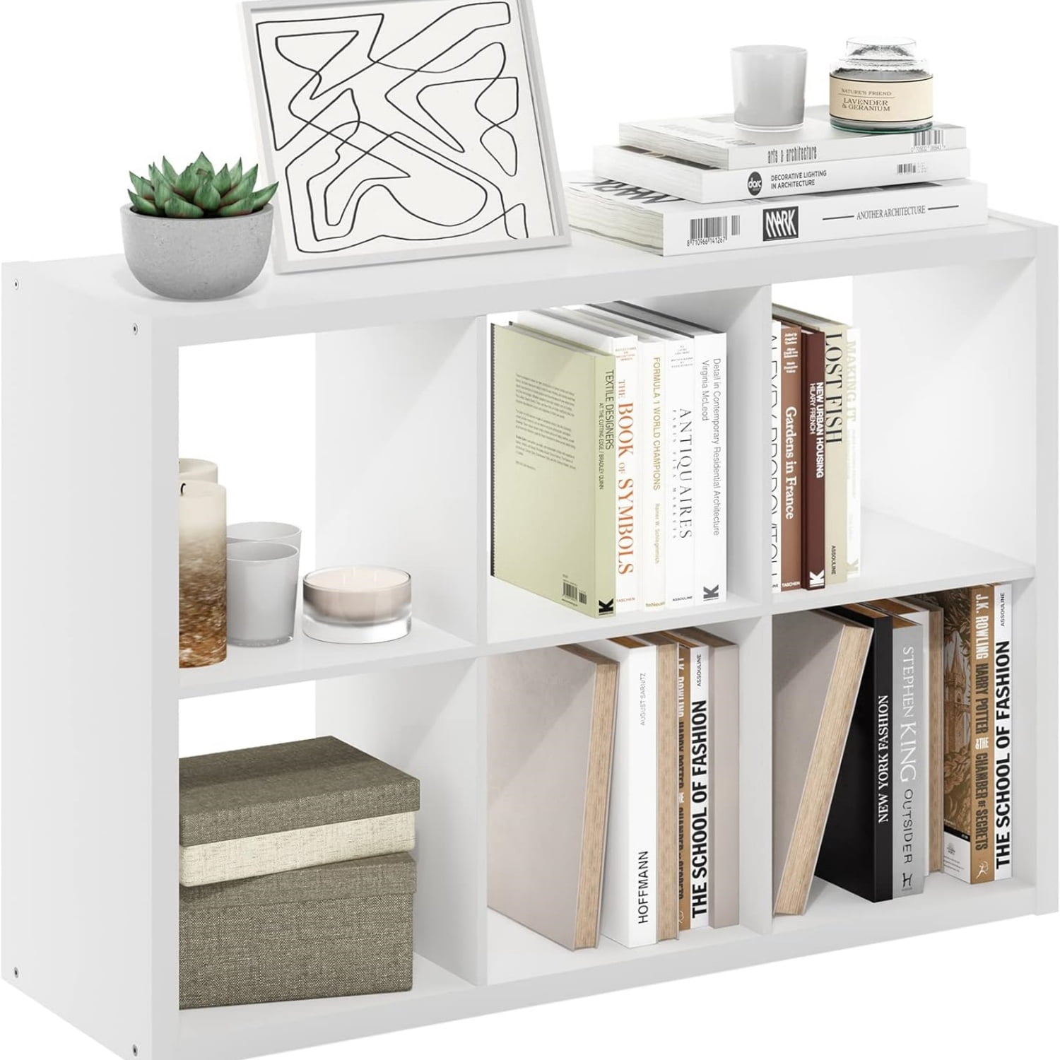 Cubicle Open Back D rative Cube Storage Organizer, 6-Cube, White