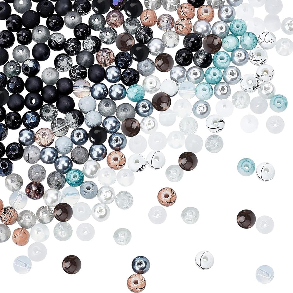 1440pcs Black White Glass Beads for Jewelry Making 24 Color 6mm Round Spacer Loose Beads Craft Beads DIY