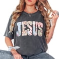 thumbnail image 3 of Jesus Floral Christian Graphic Casual T-Shirt for Women, 3 of 6