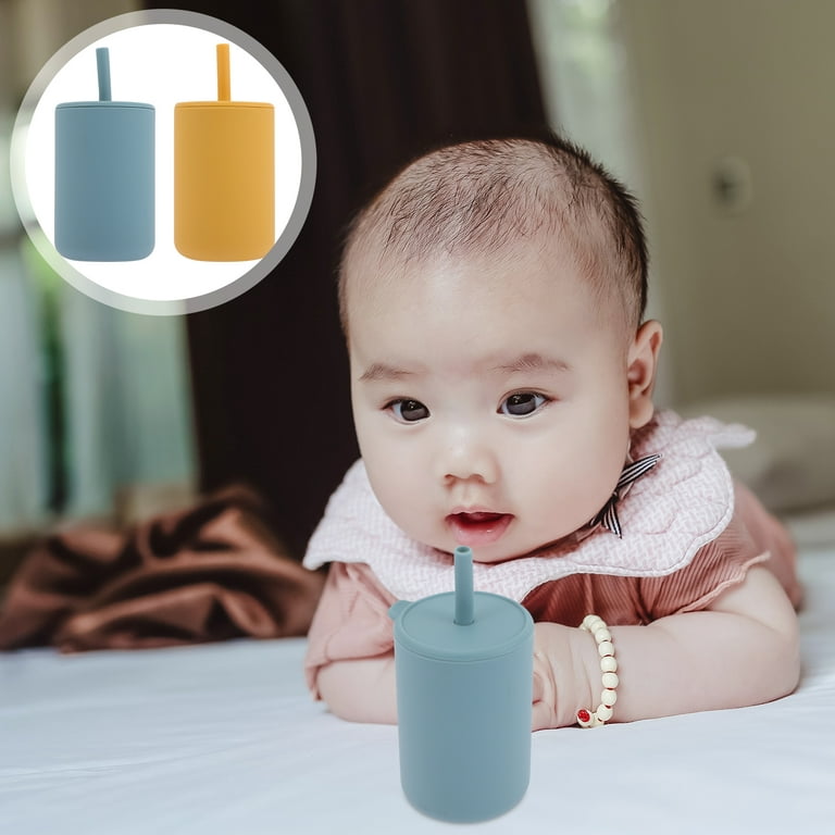 2pcs Silicone Sippy Cups Baby Sippy Cups with Straw Silicone Toddler Cups