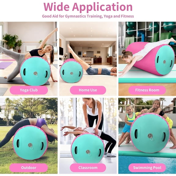Air Roller Gymnastics Barrel Inflatable Tumbling Mat with Electric Pump for Backhandspring Training Cheerleading Home Use