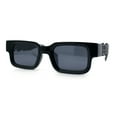thumbnail image 5 of Locs Big Metal Gothic Letter Logo Narrow Rectangle Horn Rim Sunglasses Gunmetal, 5 of 8