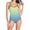 Mint Green, variant on Women's One Piece Swimsuit Retro High Cut Pleated Bathing Suit with Removable Padded Bra Strappy Tankini Beach Pool Vacation, Red M