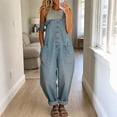 thumbnail image 3 of Czanzd Women's Denim Overalls Loose Fit Casual Bib Jumpsuit-Light-Blue,L, 3 of 7